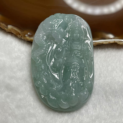 Type A Green Jade Jadeite Guan Yin & Elephant 55.12g 69.1 by 42.6 by 10.3mm - Huangs Jadeite and Jewelry Pte Ltd
