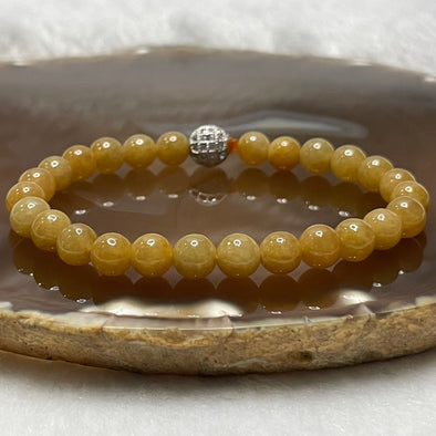 Type A Yellow Jade Jadeite Bracelet 13.76g 6.8mm/bead 26 beads - Huangs Jadeite and Jewelry Pte Ltd