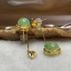 Type A Icy Green Jade Jadeite Earrings 18k Yellow Gold 3.43g 37.7 by 10.7 by 7.1mm - Huangs Jadeite and Jewelry Pte Ltd
