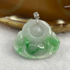 Type A Spicy Green Piao Hua Jade Jadeite Milo Buddha with 18K Gold Clasp - 7.65g 24.7 by 29.3 by 7.5mm - Huangs Jadeite and Jewelry Pte Ltd