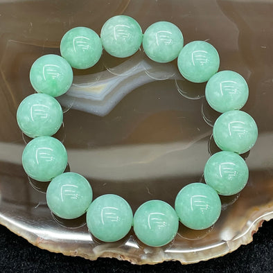 Rare Type A Burmese Apple Green Jade Jadeite Beads Bracelet - 76.87g 14.7mm/bead 14 beads - Huangs Jadeite and Jewelry Pte Ltd