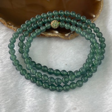 High Grade ICY Type A Blueish Green Necklace 78.53g 7.6mm 108 beads - Huangs Jadeite and Jewelry Pte Ltd
