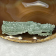 RARE 3D Carving Type A Semi Icy Green Jade Jadeite Standing Guan Yin Pendant - 35.9g 73.9 by 23.7 by 11.7mm - Huangs Jadeite and Jewelry Pte Ltd