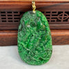 18 Yellow Gold Rare Type A Green with Dark Green Patches Jade Jadeite Prosperity Dragon Feng Shui Pendant with NGI Cert 142.63 cts 57.91 by 36.09 by 7.43mm - Huangs Jadeite and Jewelry Pte Ltd