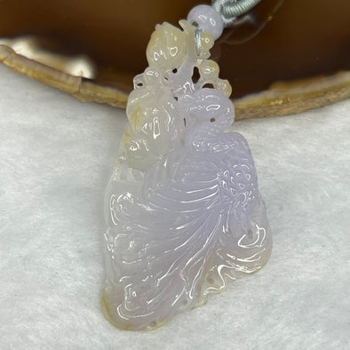 Grand Master Certified Type A Semi Icy Lavender and Yellow Jade Jadeite Phoenix Pendant 18.26g 62.1 by 31.8 by 7.6 mm - Huangs Jadeite and Jewelry Pte Ltd