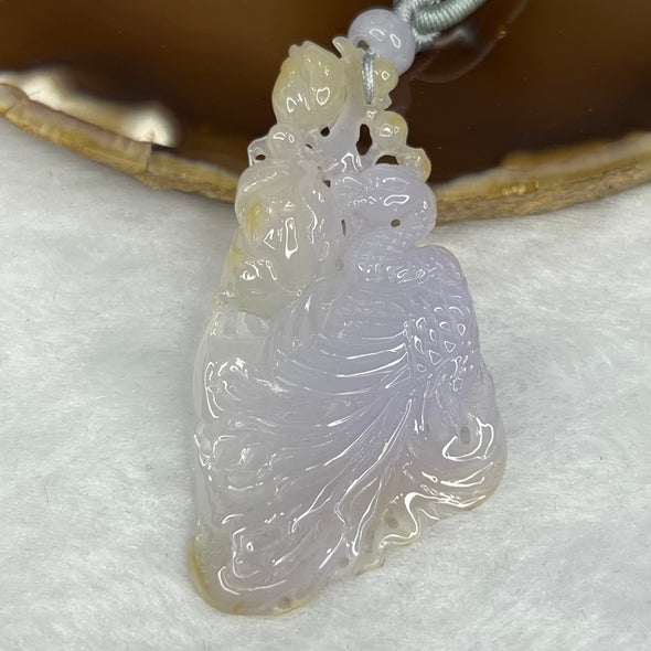 Grand Master Certified Type A Semi Icy Lavender and Yellow Jade Jadeite Phoenix Pendant 18.26g 62.1 by 31.8 by 7.6 mm - Huangs Jadeite and Jewelry Pte Ltd