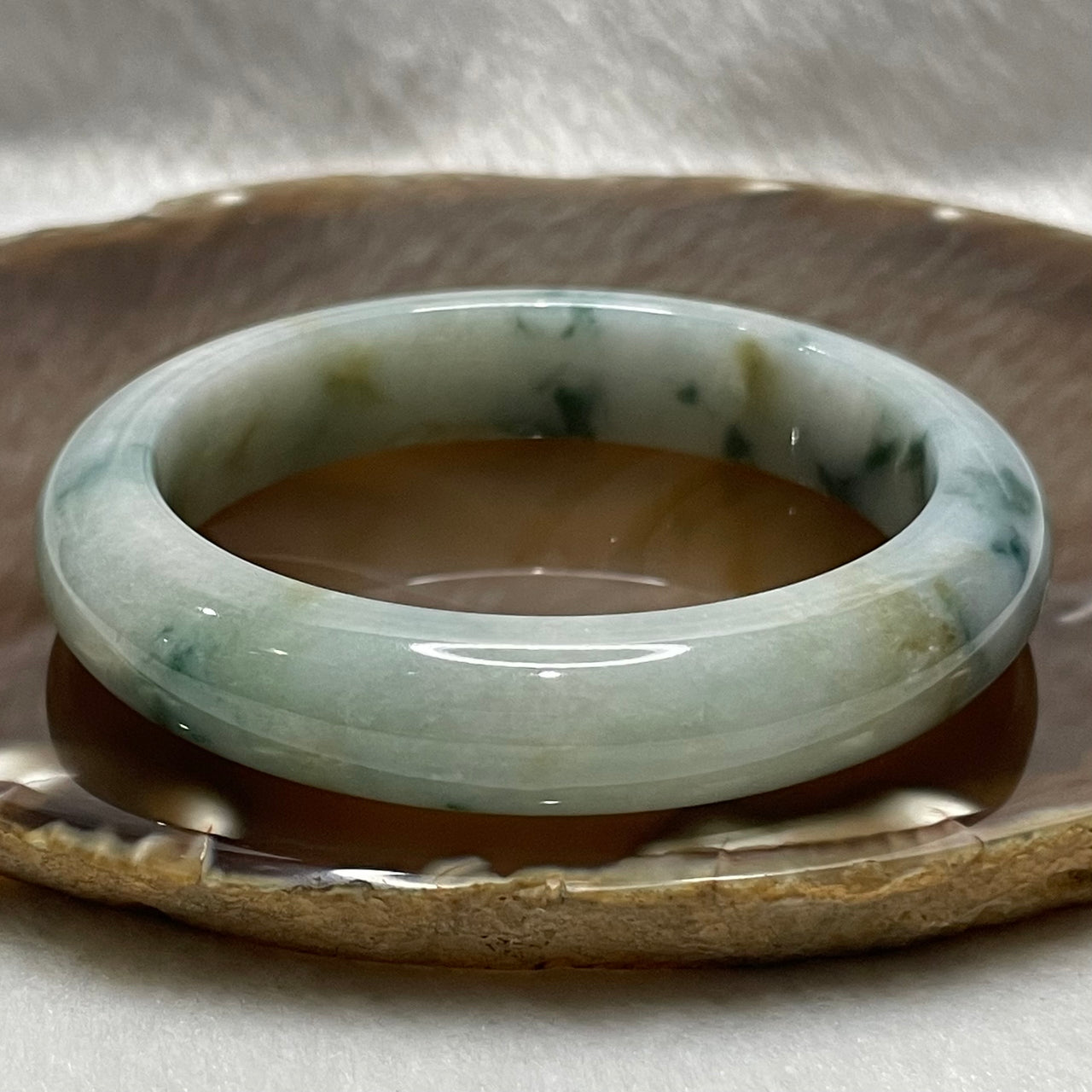 Type A Yellow & Green Piao Hua Jade Jadeite Bangle - 66.7g Inner Diameter 57.3mm Thickness 12.6 by 9.0mm - Huangs Jadeite and Jewelry Pte Ltd