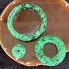 Type A 3 Green (Apple, Moss, Spicy) Jadeite Bangle inner diameter 57.7mm Thickness 13.5 by 10.0mm & Ping An Pendants (Large 13.6 by 13.7 by 54.4mm) (Small 24.9 by 13.3mm) Set 135.80g - Huangs Jadeite and Jewelry Pte Ltd