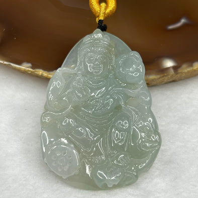 Type A Semi Icy Green Jade Jadeite Guan Yin Pendant - 34.75g 54.7 by 38.3 by 8.4mm - Huangs Jadeite and Jewelry Pte Ltd