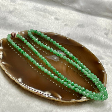 Type A Spicy Green Jade Jadeite Necklace 33.71g 4.7-6.0mm/bead 123 beads - Huangs Jadeite and Jewelry Pte Ltd