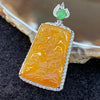 Type A Burmese Icy Yellow Jade Jadeite Scenic Piece Shan Shui 18k gold & diamonds - 6.46g 36.1 by 18.8 by 6.8mm - Huangs Jadeite and Jewelry Pte Ltd