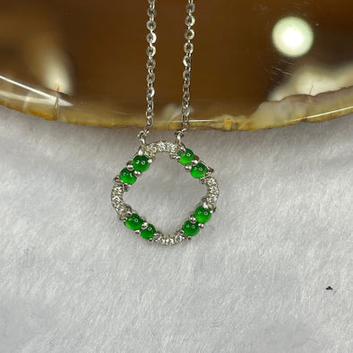 Type A Green 925 Sliver Necklace - 2.36g 14.4 by 14.2 by 3.3mm - Huangs Jadeite and Jewelry Pte Ltd
