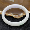 Type A Burmese White Jade Jadeite with Faint Green & Lavender Patch Oval Bangle - 36.49g inner diameter 53.7 by 47.3mm thickness 11.7mm - Huangs Jadeite and Jewelry Pte Ltd