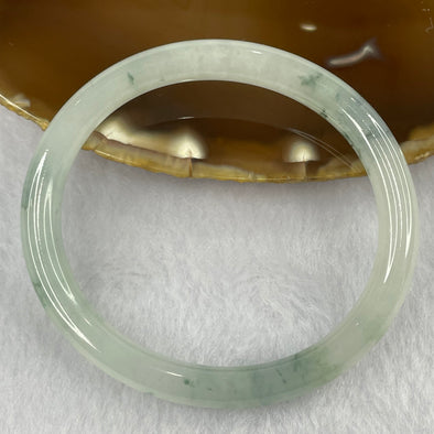 Semi ICY Type A Green Piao Hua Jadeite Oval Bangle 23.88g inner diameter 54.2mm 7.2 by 6.5mm - Huangs Jadeite and Jewelry Pte Ltd