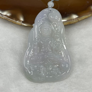 Type A Semi Icy Faint Green Jade Jadeite Guan Yin Necklace - 25.66g 63.2 by 40.6 by 6.2mm - Huangs Jadeite and Jewelry Pte Ltd