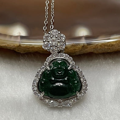 Type A Green Omphacite Jade Jadeite Milo Buddha -2.97g 24.2 by 16.7 by 5.2mm - Huangs Jadeite and Jewelry Pte Ltd