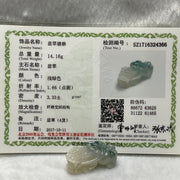 Type A Faint Green & Yellow Piao Hua with Brownish Yellow Spots Jade Jadeite Pixiu & Ruyi Charm - 14.16g 34.6 by 15.8 by 13.8mm - Huangs Jadeite and Jewelry Pte Ltd