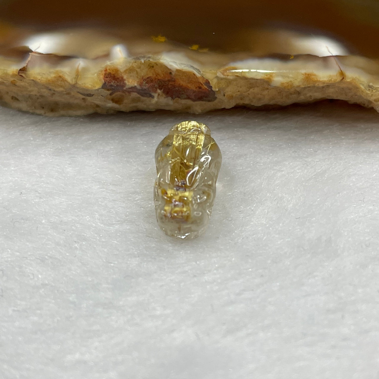 Natural Golden Rutilated Quartz Pixiu 1.23g 14.7 by 7.7 by 6.7mm - Huangs Jadeite and Jewelry Pte Ltd