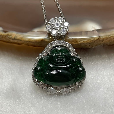 Type A Green Omphacite Jade Jadeite Milo Buddha - 3.56g 24.5 by 17.3 by 5.3mm - Huangs Jadeite and Jewelry Pte Ltd