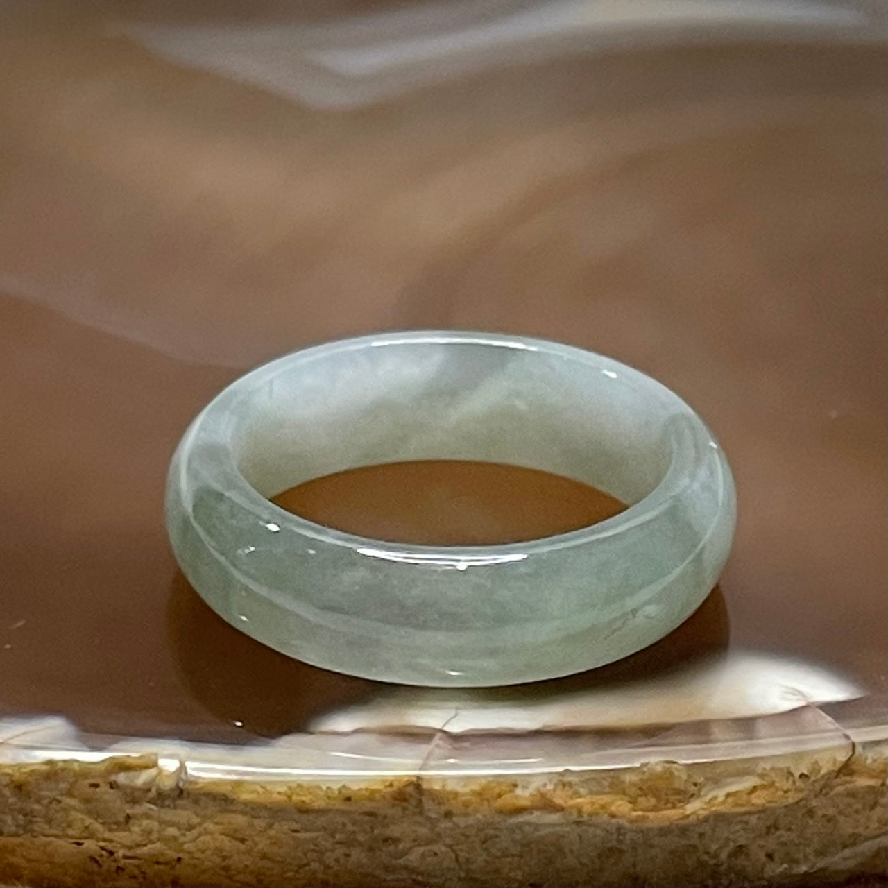 Type A Light Green Jade Jadeite Ring - 3.45g US 9 HK 20 Inner Diameter 19.2mm Thickness 6.2 by 3.2mm - Huangs Jadeite and Jewelry Pte Ltd