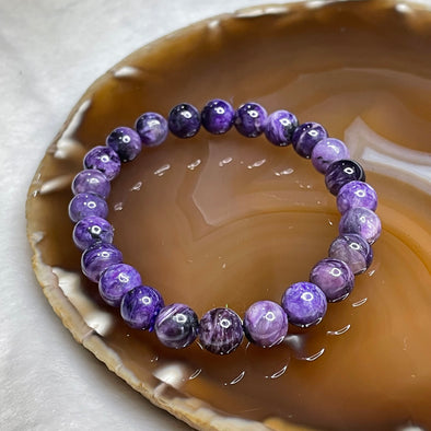 Natural Charoite Crystal Bracelet 19.16g 8.4mm/bead 22 beads - Huangs Jadeite and Jewelry Pte Ltd