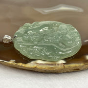 Type A Icy Green Jade Jadeite Guan Yin Pendant with 18K Gold Clasp - 26.40g 51.6 by 50.7 by 6.2mm - Huangs Jadeite and Jewelry Pte Ltd