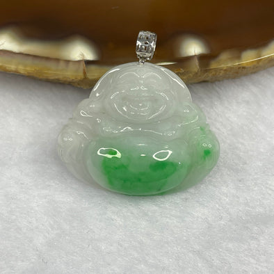 Type A Spicy Green Piao Hua Jade Jadeite Milo Buddha with 18K Gold Clasp -  6.10g 23.4 by 28.3 by 6.7mm - Huangs Jadeite and Jewelry Pte Ltd