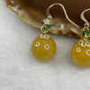 Type A Yellow Jade Jadeite Ball with 14k Gold Filled Earrings - 9.79g 13.8 by 13.8 by 13.8mm - Huangs Jadeite and Jewelry Pte Ltd