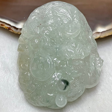 High Quality Type A Semi Icy Yellow & Green Jade Jadeite Dragon Pendant with NGI Cert- 80.59g 64.8 by 50.8 by 18.8mm - Huangs Jadeite and Jewelry Pte Ltd