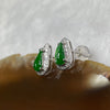 Type A Spicy Green Jade Jadeite Ruyi 18k White Gold Earrings 1.35g 10.5 by 6.8 by 4.1mm - Huangs Jadeite and Jewelry Pte Ltd