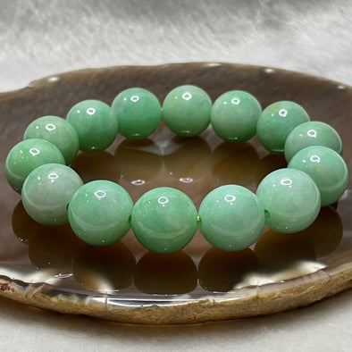 High Quality Type A Green Jade Jadeite Beads Bracelet - 87.13g 15.5mm/bead 14 beads - Huangs Jadeite and Jewelry Pte Ltd