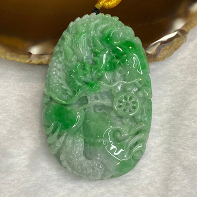 Type A Emerald Green Jadeite Dragon 58.33g 61.4 by 39.8 by 10.6mm - Huangs Jadeite and Jewelry Pte Ltd