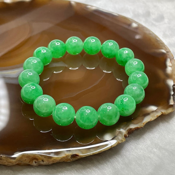 Rare High End Yang Green Icy Jade Jadeite Bracelet with NGI Cert 38.66g 11.0mm/bead 17beads - Huangs Jadeite and Jewelry Pte Ltd