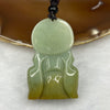Type A Green & Yellow Jade Jadeite Tu Di Gong Pendant - 40.38g 49.2 by 32.3 by 11.7mm - Huangs Jadeite and Jewelry Pte Ltd