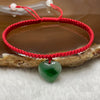 Type A Spicy Green Heart Shaped Jade Jadeite Handmade Bracelet 1.93g 12.7 by 13.0 by 3.4mm - Huangs Jadeite and Jewelry Pte Ltd