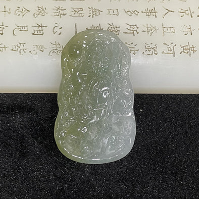 Type A Icy 2 shades of Green Jade Jadeite Zhong Kui Pendant - 25.55g 58.5 by 38.1 by 5.8mm - Huangs Jadeite and Jewelry Pte Ltd