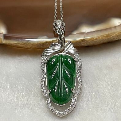 Type A Green Omphacite Jade Jadeite Leaf - 3.79g 40.1 by 15.4 by 5.5mm - Huangs Jadeite and Jewelry Pte Ltd