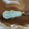 Type A Icy Green Cai Shen Ye Jade Jadeite Pendant with 18k Gold Clasp 8.90g 39.2 by 19.4 by 6.2 mm - Huangs Jadeite and Jewelry Pte Ltd