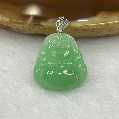 Type A Semi Icy Apple Green Jade Jadeite 18K Gold Clasp Milo Buddha - 2.01g 17.05 by 15.8 by 4.7mm - Huangs Jadeite and Jewelry Pte Ltd