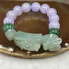 High End Type A Lavender and Green Jadeite Bracelet with Semi Icy Dragon and Pixiu Ruyi Charm 72.82g 13.4mm 11 Beads Charm Dimensions 63.3 by 14.3 by 18.4 - Huangs Jadeite and Jewelry Pte Ltd