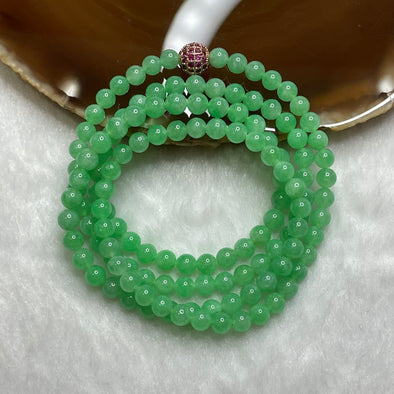 Rare Type A Apple Green Jade Jadeite Necklace 27.82g 4.9mm/bead 129 beads - Huangs Jadeite and Jewelry Pte Ltd