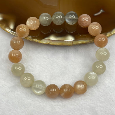 Natural Mixed Moonstone & Sunstone Crystal Bracelet 彩月光 27.15g 10.1mm/bead 19 beads - Huangs Jadeite and Jewelry Pte Ltd