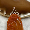 Type A Red Jade Jadeite Ruyi 925 Silver 12.04g 61.4 by 30.5 by 6.4mm - Huangs Jadeite and Jewelry Pte Ltd