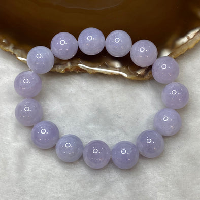 Type A Lavender Jadeite Bracelet 60.25g 13.3mm 15 Beads - Huangs Jadeite and Jewelry Pte Ltd