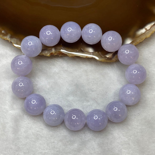 Type A Lavender Jadeite Bracelet 60.25g 13.3mm 15 Beads - Huangs Jadeite and Jewelry Pte Ltd