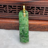 18K Type A Light Bluish Green with Green Patches Multiple Ultimate Prosperity Ruyi Jade Jadeite Pendant with NGI Cert 93.25 cts 46.65 by 14.08 by 13.23mm - Huangs Jadeite and Jewelry Pte Ltd