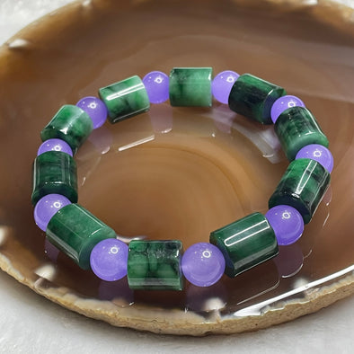 Type A Green Jade Jadeite Barrel Bracelet 55.31g 13.0 by 12.2 10 barrels - Huangs Jadeite and Jewelry Pte Ltd