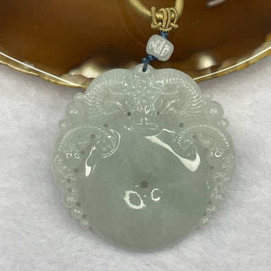Type A Green Jade Jadeite Ping An Kou with 3 Goats Pendant 35.59g 52.0 by 51.3 by 6.4mm - Huangs Jadeite and Jewelry Pte Ltd