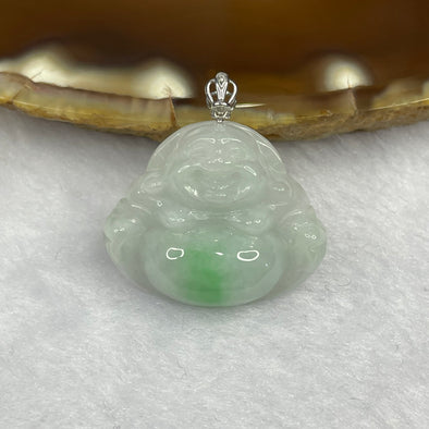 Type A Spicy Green Piao Hua Jade Jadeite Milo Buddha with 18K Gold Clasp -  4.79g 20.2 by 24.2 by 6.9mm - Huangs Jadeite and Jewelry Pte Ltd