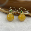 Type A Yellow Jade Jadeite Ball with 14k Gold Filled Earrings - 9.79g 13.8 by 13.8 by 13.8mm - Huangs Jadeite and Jewelry Pte Ltd